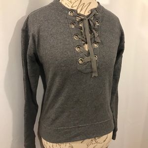 Mother The Tie Up Gray Cropped Sweatshirt XS